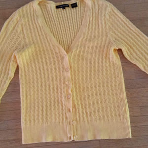 2 for $12 Jeanne Pierre 3/4 Sleeve Yellow Cotton Cardigan Small (petite fit)